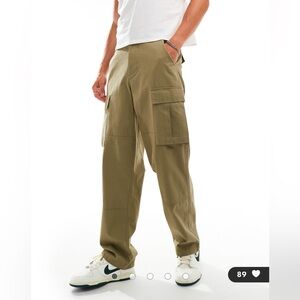 Asos Design Baggy Cargo Khaki Trousers